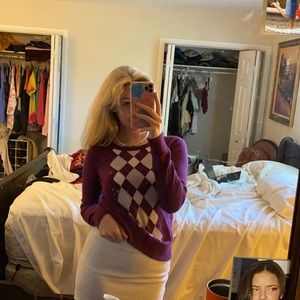 Purple and grey Argyle sweater <3